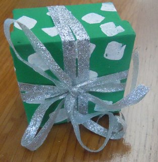 paper mache gift box Christmas ornament